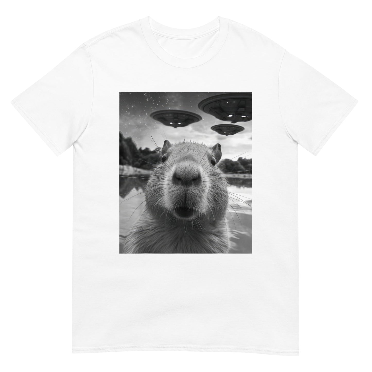 Capybara Selfie with UFOs Weird Shirt