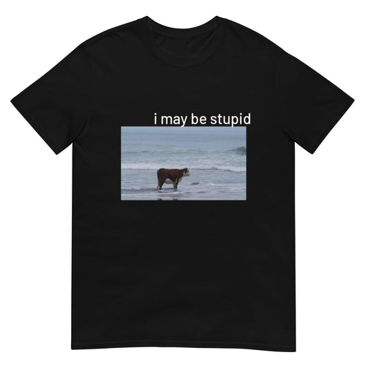 I May Be Stupid Cow on Beach Funny Meme Unisex T-Shirt