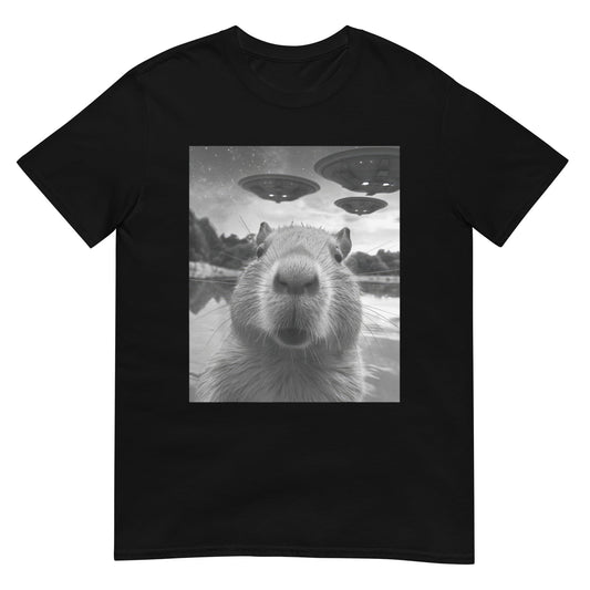 Capybara Selfie with UFOs Weird Shirt