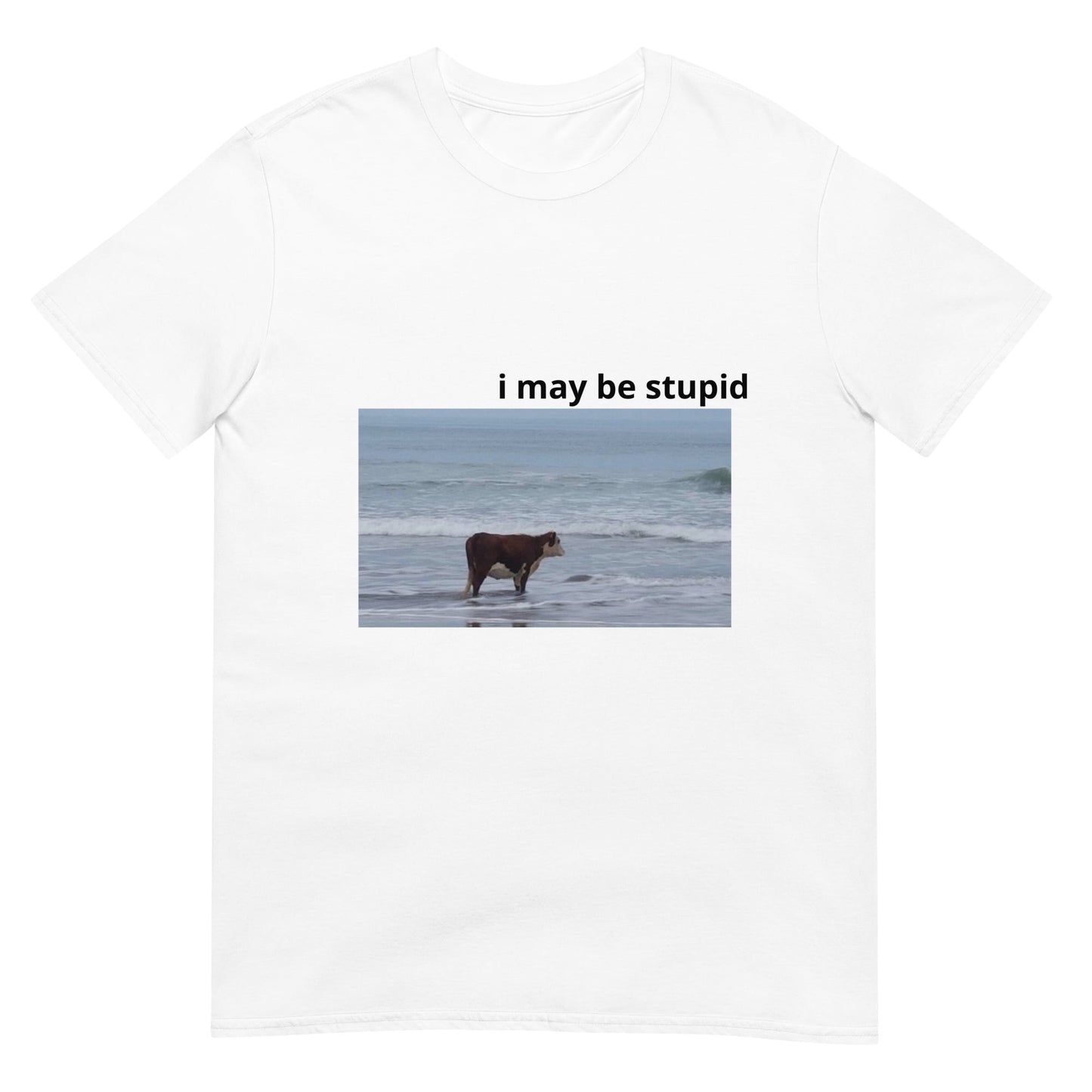 I May Be Stupid Cow on Beach Funny Meme Unisex T-Shirt