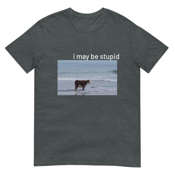 I May Be Stupid Cow on Beach Funny Meme Unisex T-Shirt - Image 3